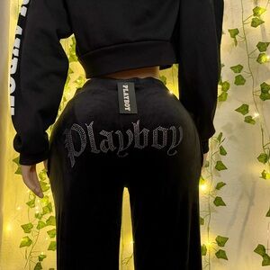 PLAYBOY Black Velour Lounge Pants